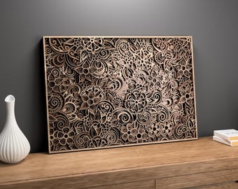 Laser Cut Files for creating multilayered vintage flower 3D art available in svg, ai, dxf, pdf, Lightburn