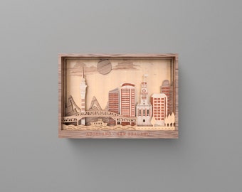 Auckland Multi-Layer Wall Art, 3D Decor, Home Wood Wall Art, Digital file for laser machines