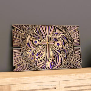 Sussurri di grazia – File di taglio laser di mandala 3D / Arte murale a strati SVG / Arte cristiana Zentangle / ai, dxf, pdf