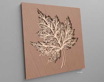 The Leaf - Digitaal snijbestand voor het maken van meerlaagse kunst geschikt voor lasersnijden, cnc-frezen beschikbaar in SVG, AI, DXF en Lightburn.