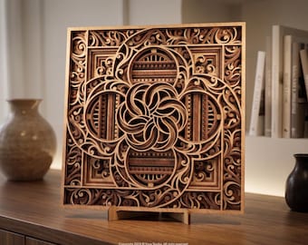 3d Intricate Mandala Laser Cut File, Multilayer Layered Svg Designs, Zentangle Layered Cut File