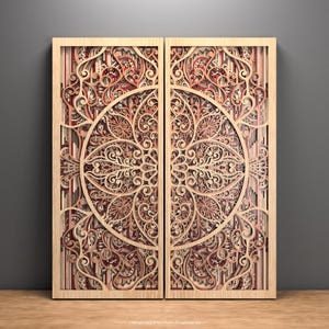 Whispering Vines / Mandala a strati 3D File tagliato al laser - svg, ai, dxf, pdf - Arte murale intricata, file di taglio multistrato, CNC, Glowforge, Xtool