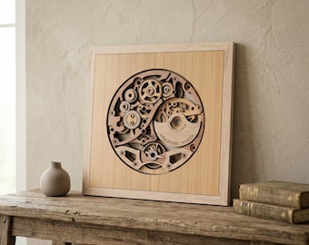 Mechanical Clockwork Layered Gear Wall Art | Laser Cut File Download
