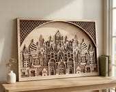 Multilayer Laser Cut Files | City & World Landmarks SVG | Vintage Landscape Wall Art | Mandala Laser Cut File for Decor