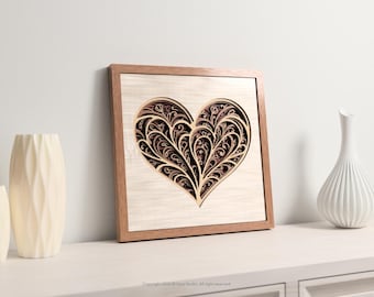 3D Layered Heart Wall Art SVG | Romantic Laser Cut File | Multilayer Design