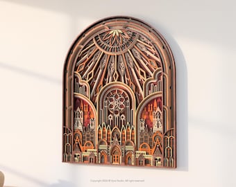 3d Gothic Cathedral Laser File Wall Art, Laser Cut Layered Digital Arch Mandala, Arch Intricate 3D Laser File