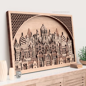 File multistrato tagliati al laser / SVG di monumenti cittadini e mondiali / Arte murale con paesaggi vintage / File tagliati al laser di mandala per decorazioni