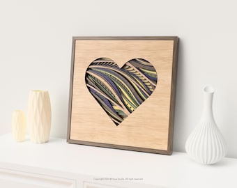 3D Heart Wall Art Laser Cut SVG – Waves of Love | Romantic Layered Abstract Design
