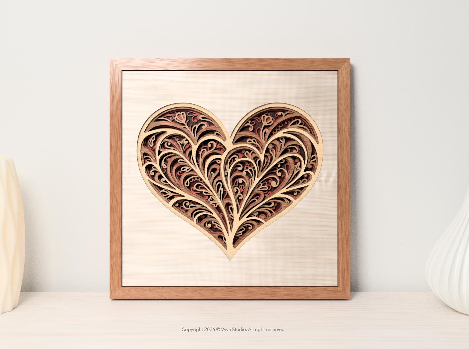 3D Layered Heart Wall Art SVG | Romantic Laser Cut File | Multilayer ...