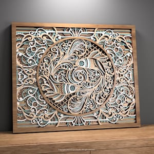 Koi atemporal: Mandala de pez koi en capas 3D SVG / Elegante diseño de arte mural cortado a láser / Archivo cortado a láser para decoración