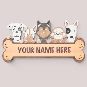 Name plate for wall or door svg - Laser Cut files for creating 3D Signs featuring multilayered wood available in SVG, AI and DXF formats