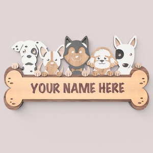 Name plate for wall or door svg - Laser Cut files for creating 3D Signs featuring multilayered wood available in SVG, AI and DXF formats