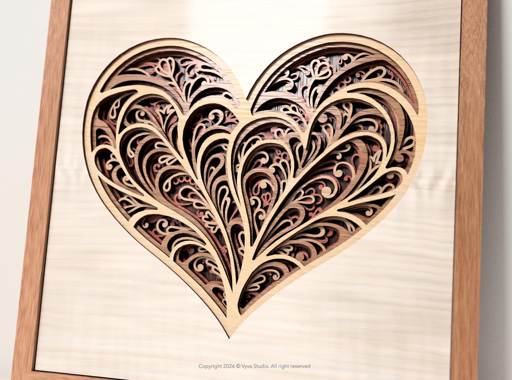 3D Layered Heart Wall Art SVG | Romantic Laser Cut File | Multilayer ...