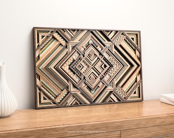 3D Geometric Mandala Wall Art SVG: Tribal Layered Laser Cut File (Digital Download)