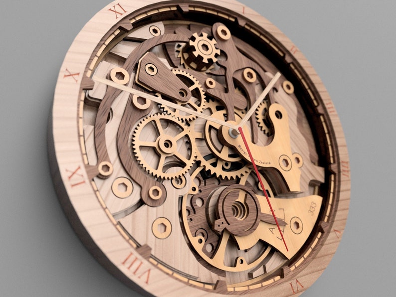 Horloge à engrenages V1 Fichiers découpés au laser pour créer une horloge d'art murale multicouche avec du bois multicouche disponible en SVG, AI, DXF, Lightburn. image 4