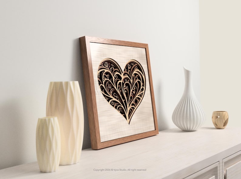 3D Layered Heart Wall Art SVG | Romantic Laser Cut File | Multilayer ...