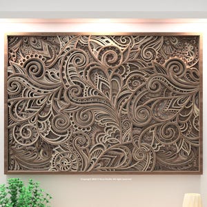 Modello di file SVG Botanical Symphony / Mandala multistrato 3D, file tagliati al laser disponibili in formato dxf, svg, pdf, ai e Lightburn.