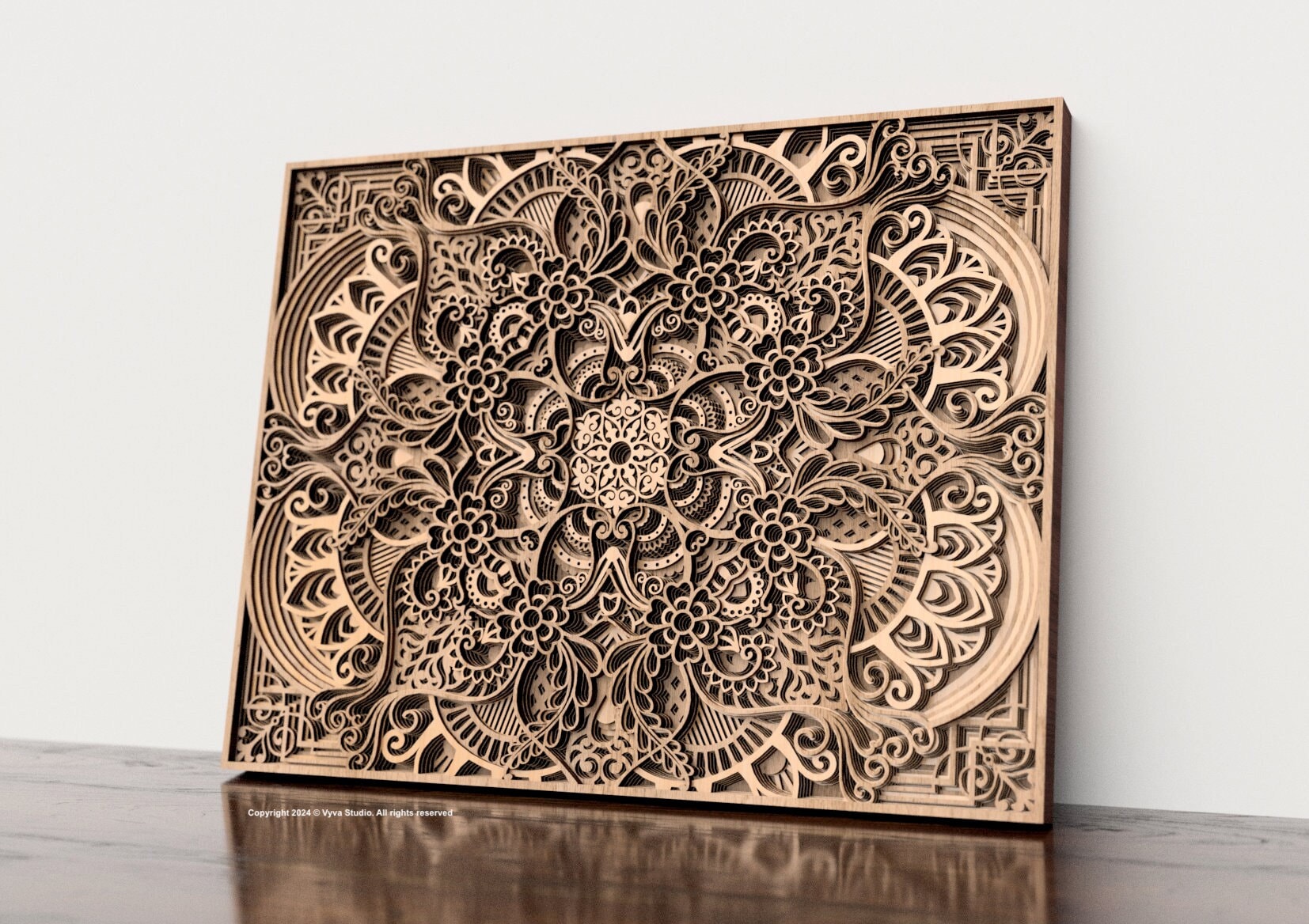 3D Multilayered Mandala | Laser Cutting Files for creating 3D layered wall art available in svg, ai, dxf, and pdf format
