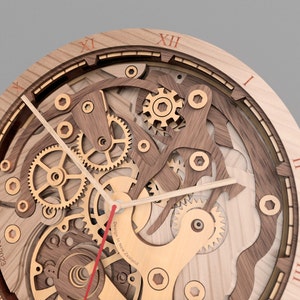 Horloge à engrenages V1 Fichiers découpés au laser pour créer une horloge d'art murale multicouche avec du bois multicouche disponible en SVG, AI, DXF, Lightburn. image 3