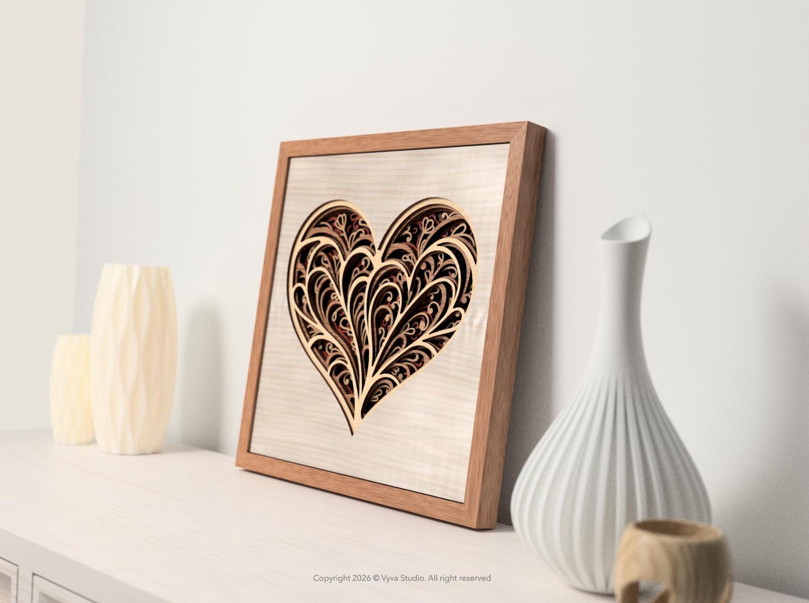 3D Layered Heart Wall Art SVG | Romantic Laser Cut File | Multilayer ...