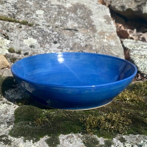 Pasta Bowl, blue pottery bowl, shallow bowl, blue soup bowl, housewarming gift, Buddha bowl, salad bowl, deep plate