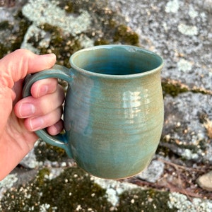 18 oz coffee mug ceramic, gift for Mom, large coffee mug turquoise, gift for him, large tea mug, 18 oz tea mug, stoneware mug