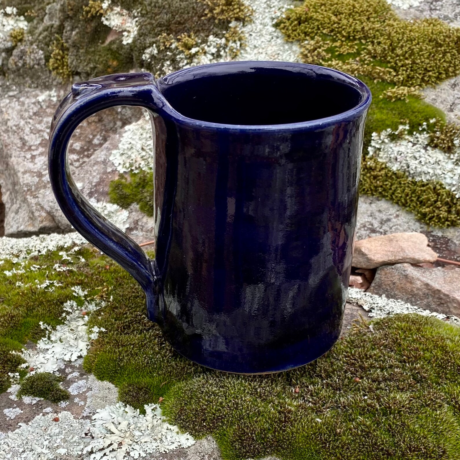 16 oz navy blue mug stoneware handmade pottery ceramic Etsy