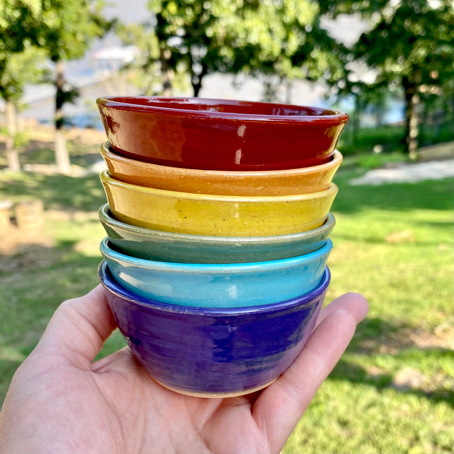 Sauce bowl set of 6 rainbow dipping bowls stoneware Etsy