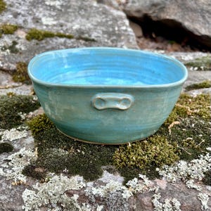 Square serving bowl, gift for him, mixing bowl, pasta serving bowl, turquoise serving bowl, fruit bowl, stoneware ceramic bowl
