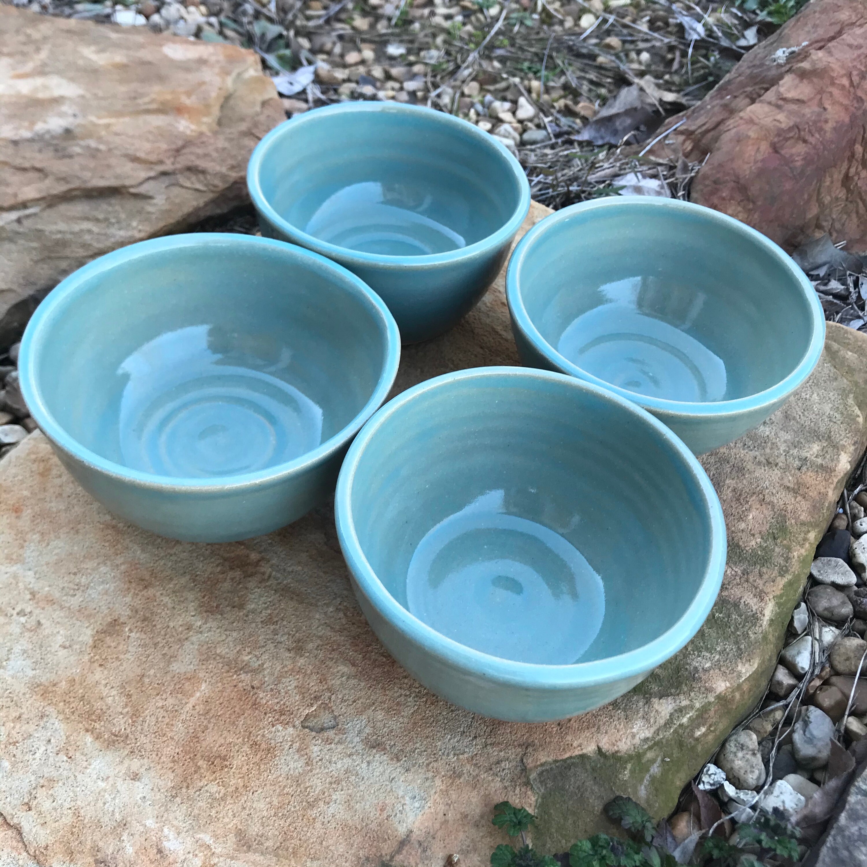 Set of 4 Small Bowls aqua ramekins prep bowls handmade Etsy