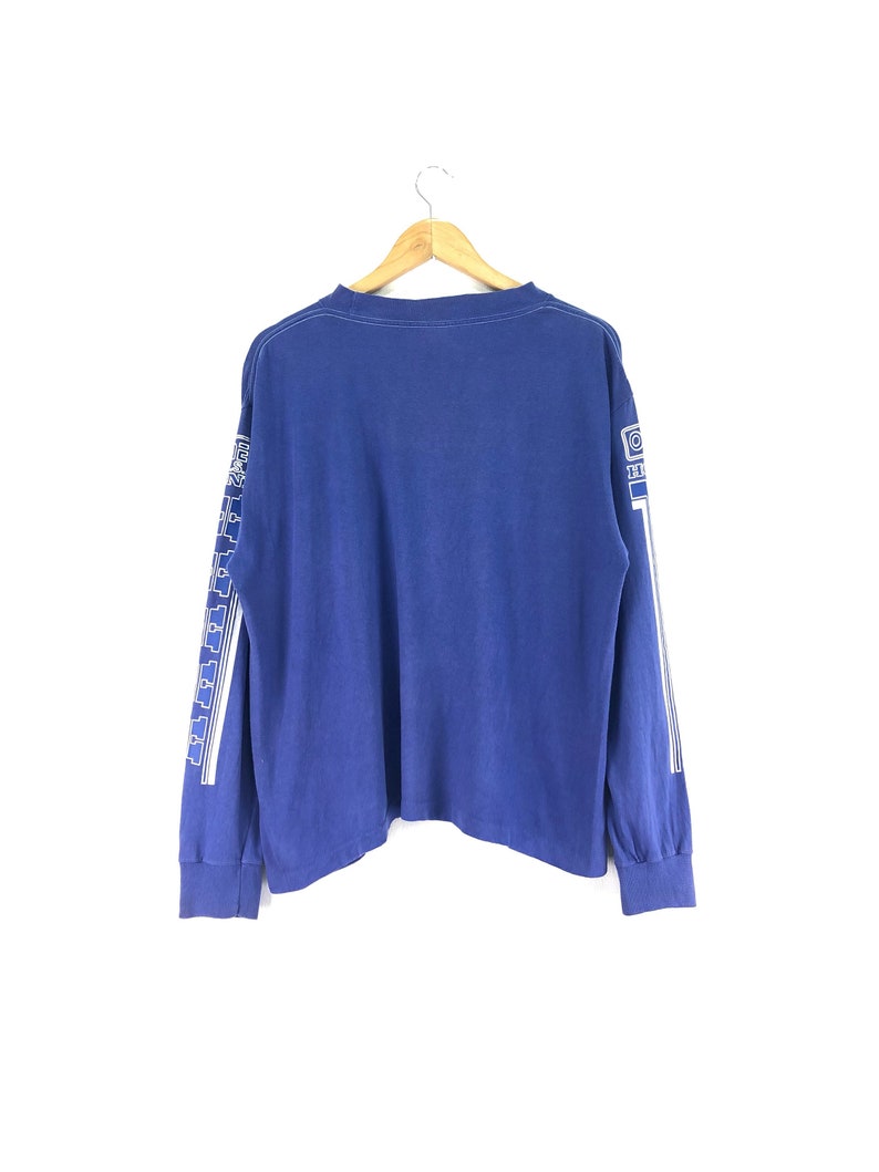 Vintage HONDA O/'neal Usa Tshirt Long Sleeve Spell Out Big Logo Blue Color Streetwear Motocross Activewear Clothing Chest 22.5