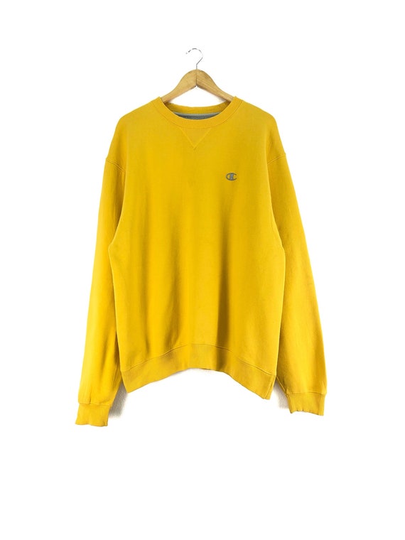 yellow crew neck champion sweatshirt