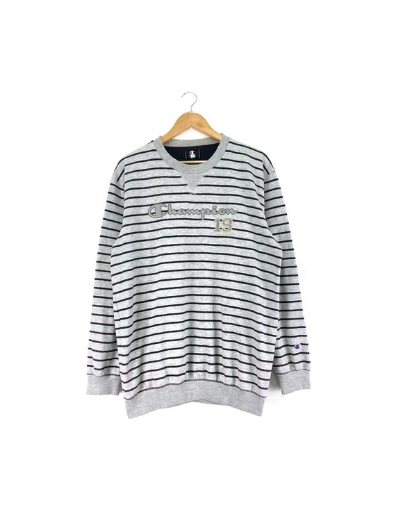 striped champion crewneck