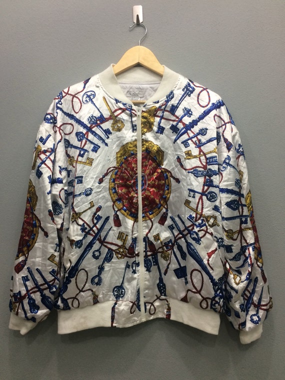 90s Vintage Rare Royalty Baroque Bomber Jacket