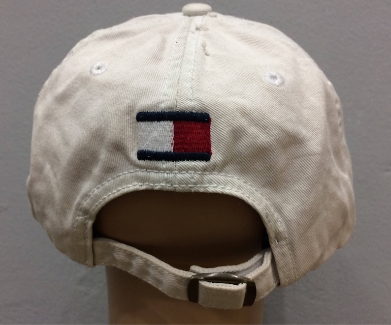 Rare Tommy Hilfiger Hat Cap Flag Logo Spell Out White Color Adjustable Cap Unisex Adult