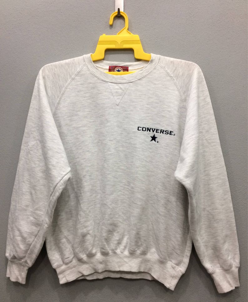 Converse Sweatshirt Crewneck Long Sleeve Jumper Silver Grey | Etsy