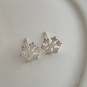 May include: A pair of silver snowflake stud earrings. The earrings are small and delicate, and they would make a great gift for someone who loves winter.