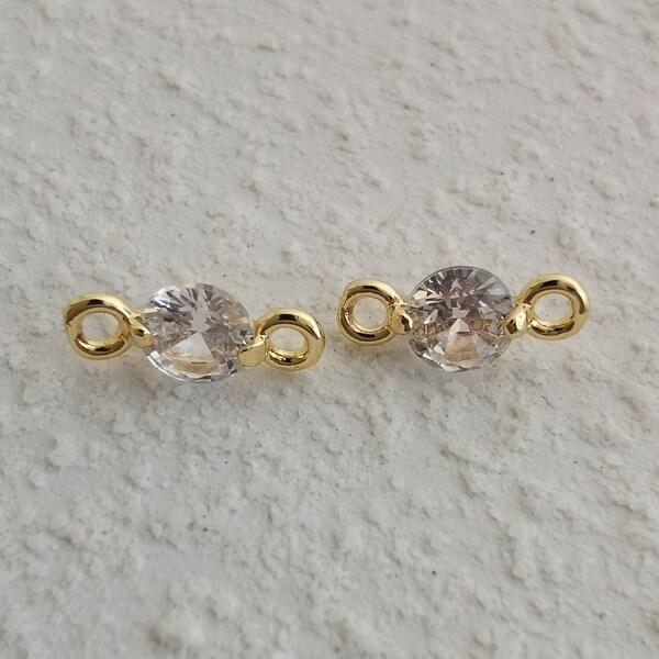 2 de 14k gf delicado encanto cz con 2 bucles (9x4mm)