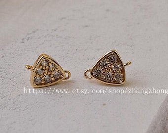 10pcs, cubic triangle link connector jewelry making findings 8*8mm / gold plated