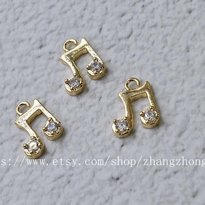 2 of cz 14k gf double music note charm pendant 8*7mm