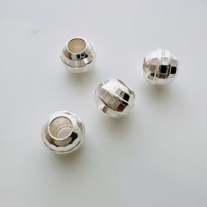 4 or 10 Pcs, Solid Sterling Silver Ball Bead / 8mm / Hole 3.5mm