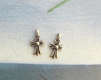 Tiny, Sterling Silver Cross Charms, 8mm, 2 pieces