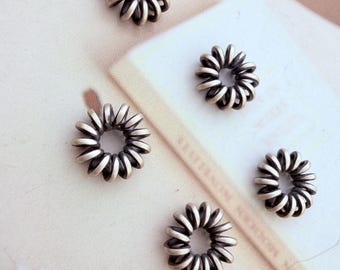 8mm, Sterling Silver Beads , 5 pieces, hole 3mm