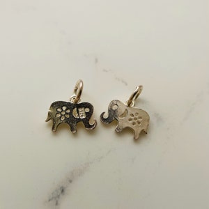 2 Pcs, Solid Sterling Silver Elephant Charms / 8x11mm