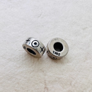 2 Pcs, Solid Sterling Silver Rondelle Beads / 9mm / Tall 4mm / Hole 4mm
