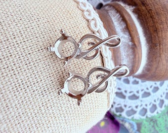 6mm settings, earrings findings, 1 pair