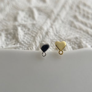1 pair solid sterling silver heart stud earring  / post earrings findings / earring supplies / jewelry supply / 5 x 4mm