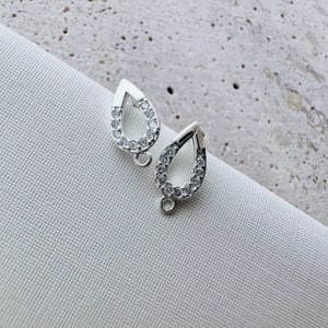 solid sterling silver drop earrings findings / 10x5mm / 1 Pair