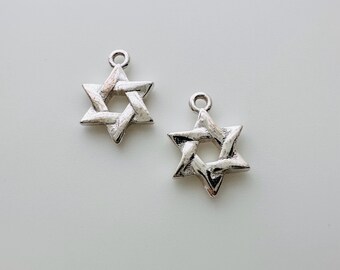 2 or 6 Pcs, Solid Sterling Silver Star Charm / 10x8mm
