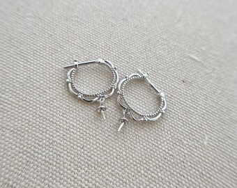 sterling silver hoop earring findings 18x14mm